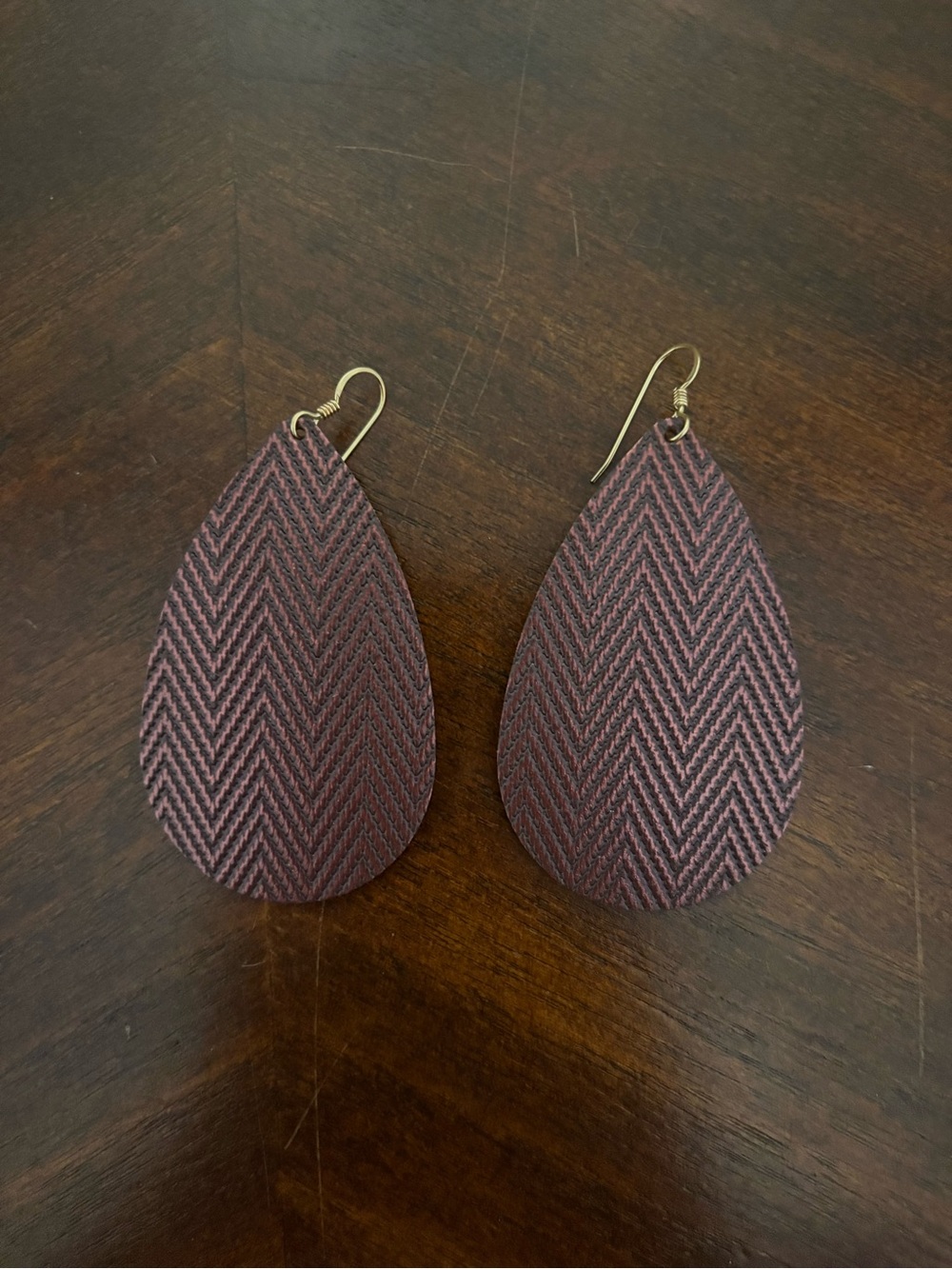 Nickel and suede burgundy teardrops